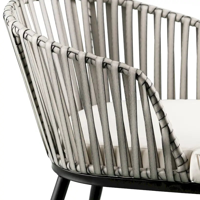 Chaises de patio SEI Furniture Millie en métal noir et osier gris, toutes saisons, avec coussins et assise profonde (lot de 2)