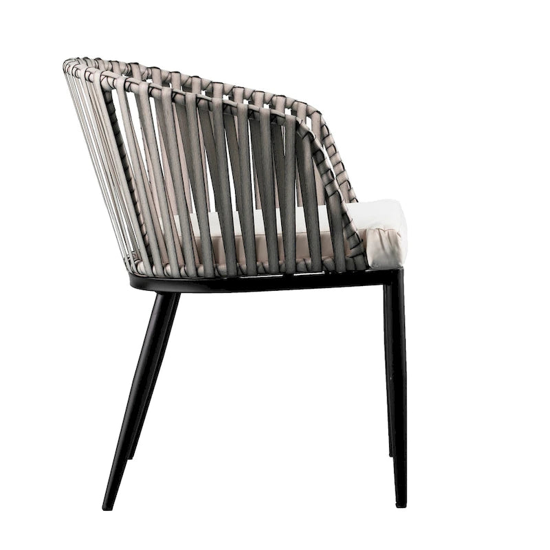 Chaises de patio SEI Furniture Millie en métal noir et osier gris, toutes saisons, avec coussins et assise profonde (lot de 2)