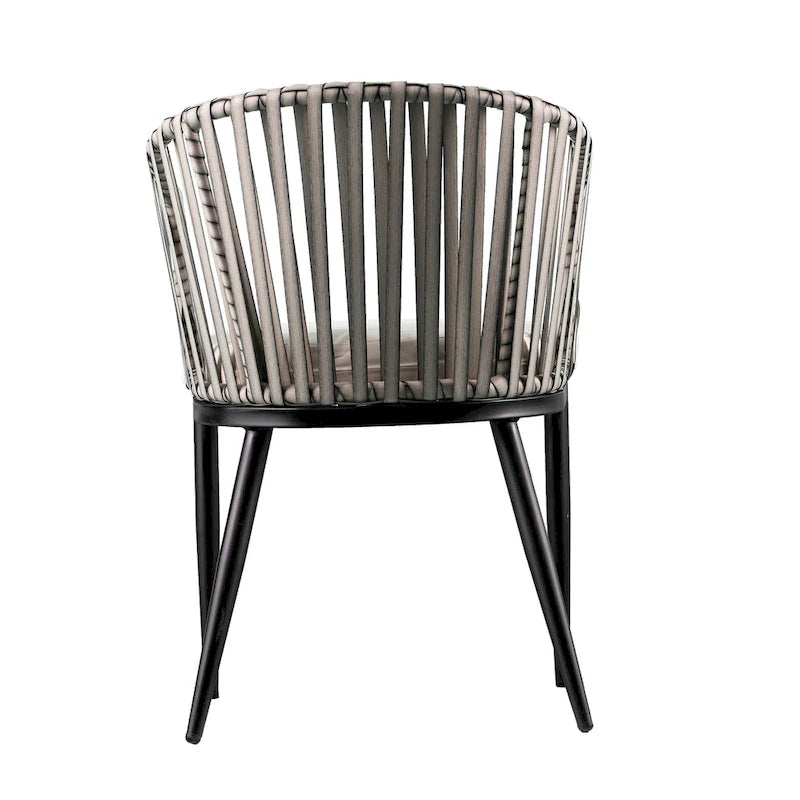 Chaises de patio SEI Furniture Millie en métal noir et osier gris, toutes saisons, avec coussins et assise profonde (lot de 2)