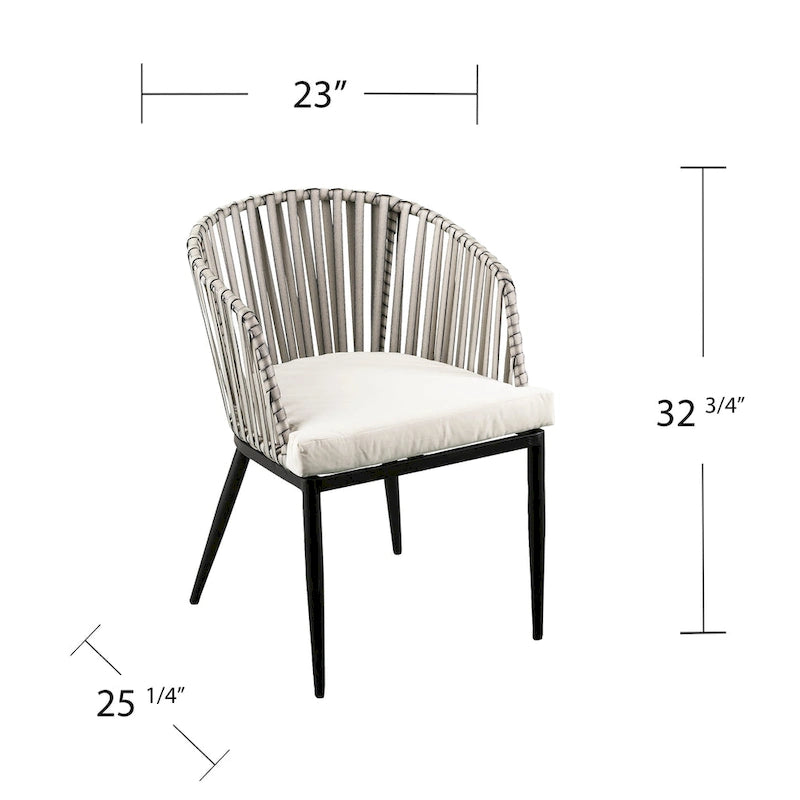 Chaises de patio SEI Furniture Millie en métal noir et osier gris, toutes saisons, avec coussins et assise profonde (lot de 2)