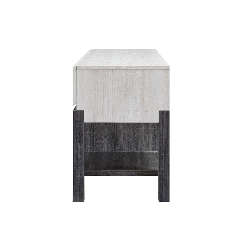 Meuble TV Tiska moderne blanc et gris de 152 cm avec 3 étagères par Furniture of America