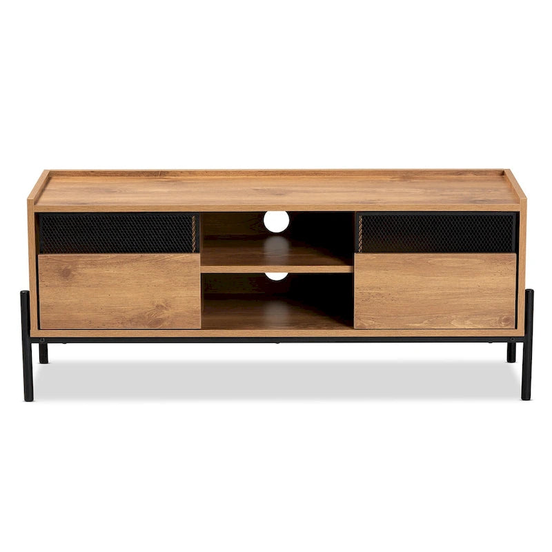 Meuble TV 2 portes Tasman moderne et industriel marron naturel