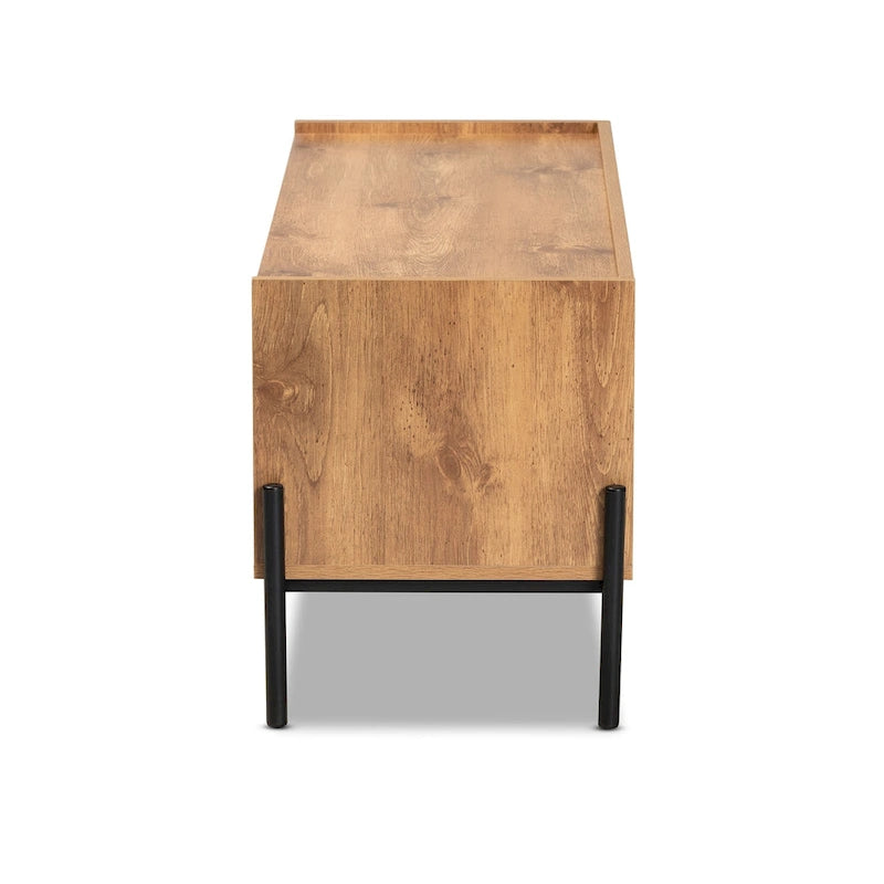 Meuble TV 2 portes Tasman moderne et industriel marron naturel