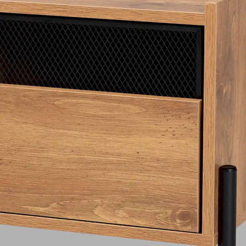 Meuble TV 2 portes Tasman moderne et industriel marron naturel