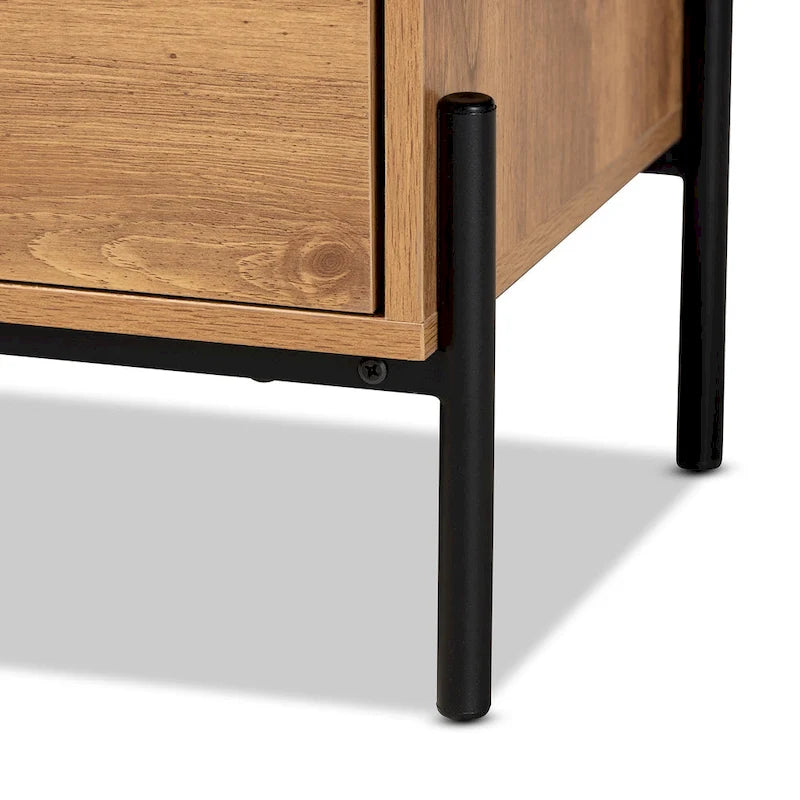 Meuble TV 2 portes Tasman moderne et industriel marron naturel