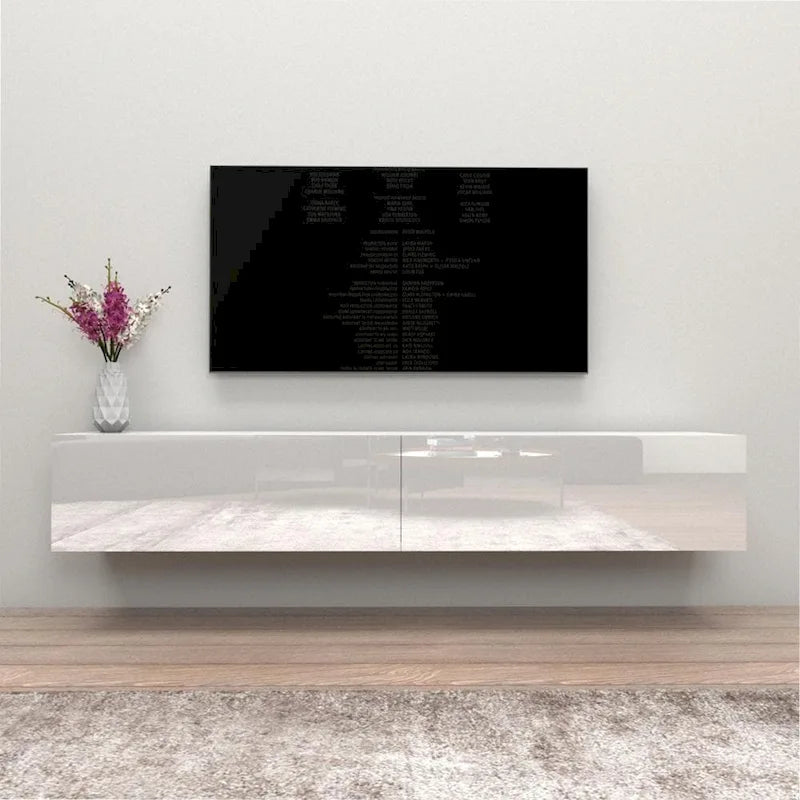 Meuble TV flottant mural moderne Berno de 180 cm, finition brillante