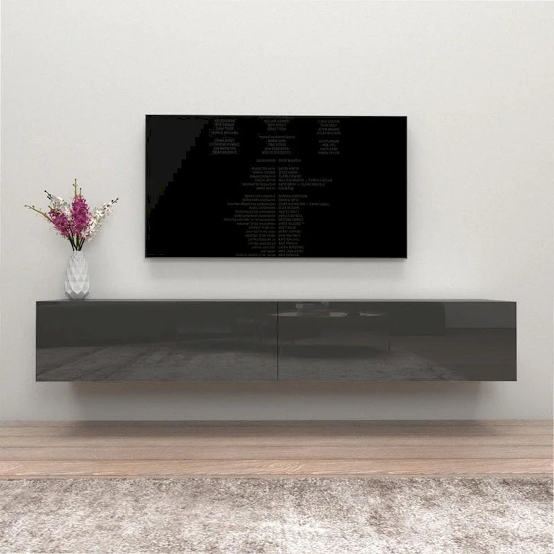 Meuble TV flottant mural moderne Berno de 180 cm, finition brillante