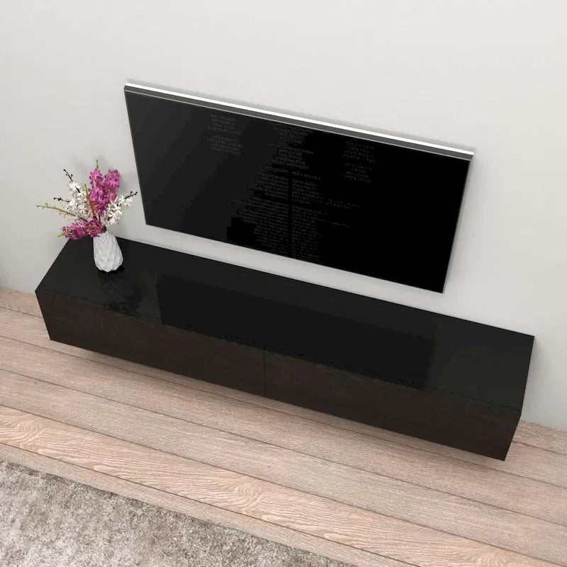 Meuble TV flottant mural moderne Berno de 180 cm, finition brillante