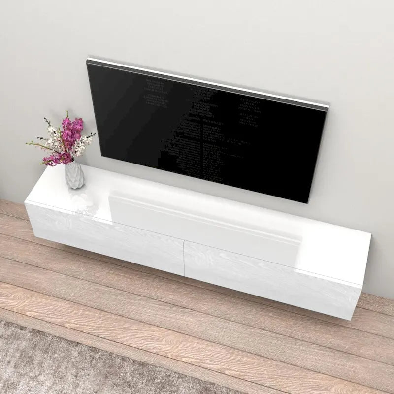 Meuble TV flottant mural moderne Berno de 180 cm, finition brillante