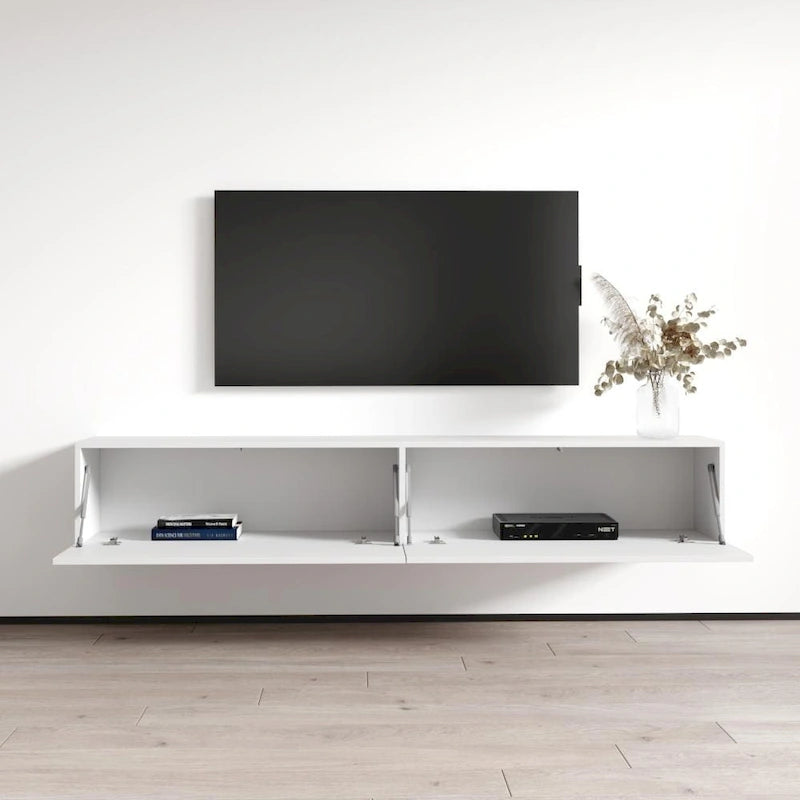 Meuble TV flottant mural moderne Berno de 180 cm, finition brillante