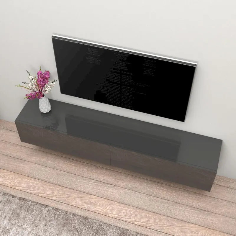 Meuble TV flottant mural moderne Berno de 180 cm, finition brillante