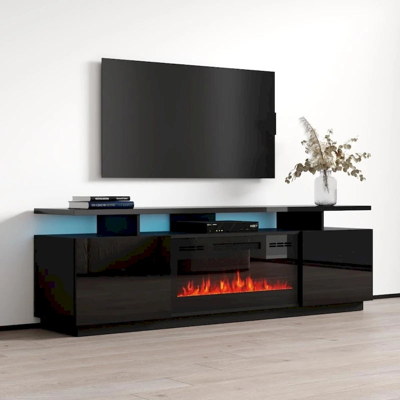 Meuble TV moderne Eva Meble Furniture avec cheminée électrique