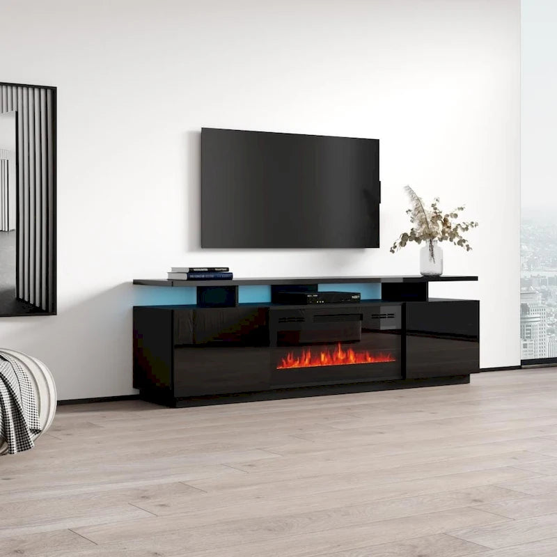Meuble TV moderne Eva Meble Furniture avec cheminée électrique