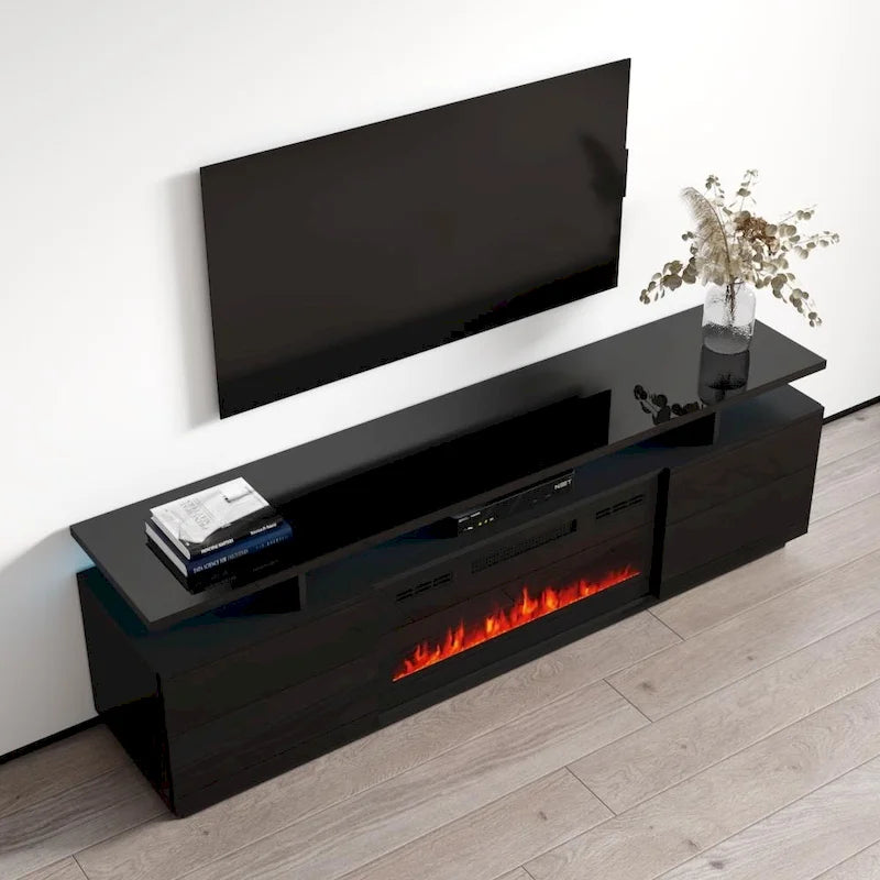 Meuble TV moderne Eva Meble Furniture avec cheminée électrique