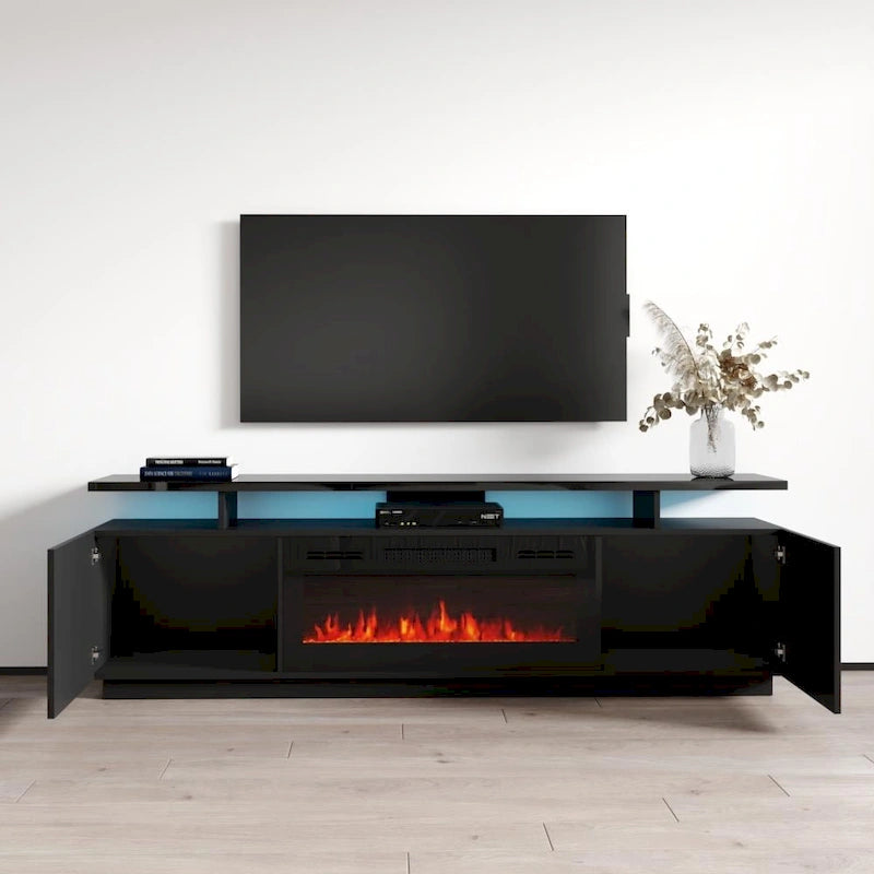 Meuble TV moderne Eva Meble Furniture avec cheminée électrique