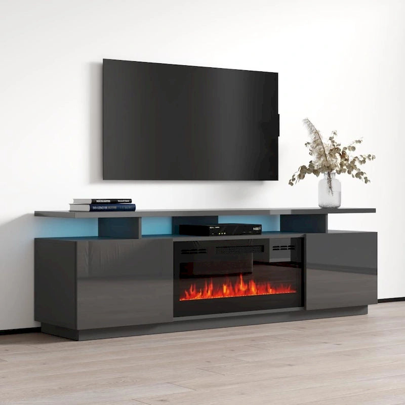 Meuble TV moderne Eva Meble Furniture avec cheminée électrique