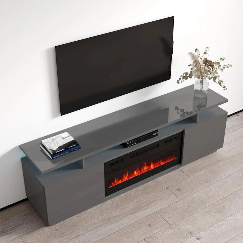 Meuble TV moderne Eva Meble Furniture avec cheminée électrique
