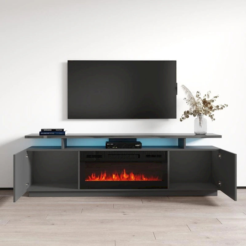 Meuble TV moderne Eva Meble Furniture avec cheminée électrique