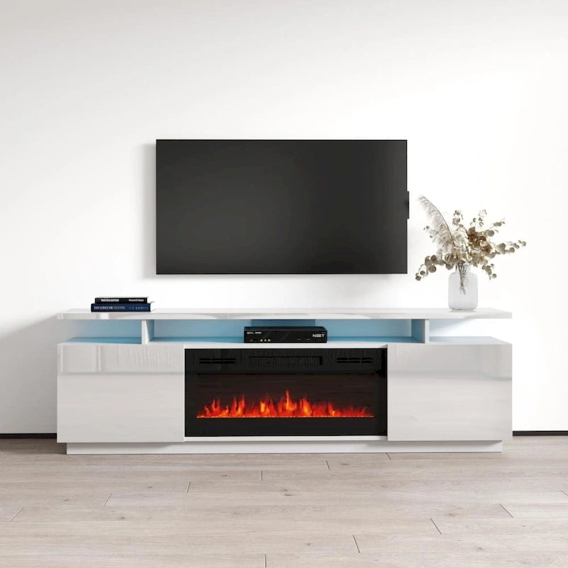 Meuble TV moderne Eva Meble Furniture avec cheminée électrique