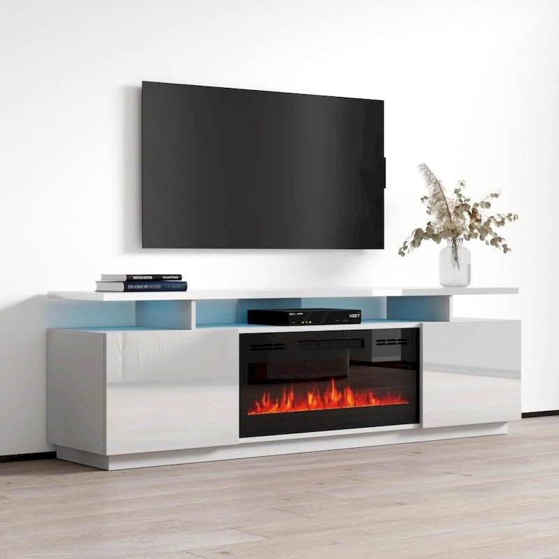 Meuble TV moderne Eva Meble Furniture avec cheminée électrique