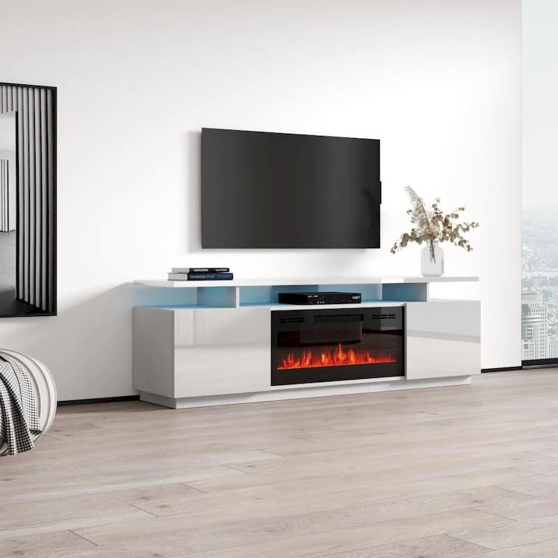 Meuble TV moderne Eva Meble Furniture avec cheminée électrique