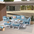 OVIOS Ensemble de jardin modulaire 6 pièces en aluminium avec poufs et coussins amovibles