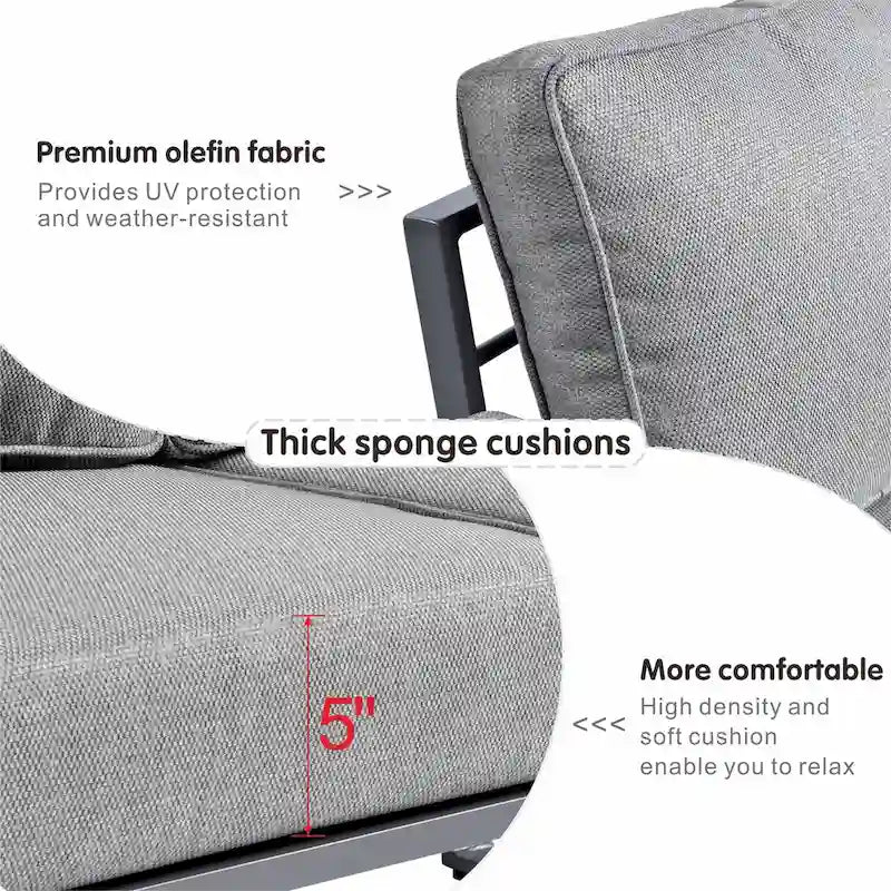 OVIOS Ensemble de jardin modulaire 6 pièces en aluminium avec poufs et coussins amovibles