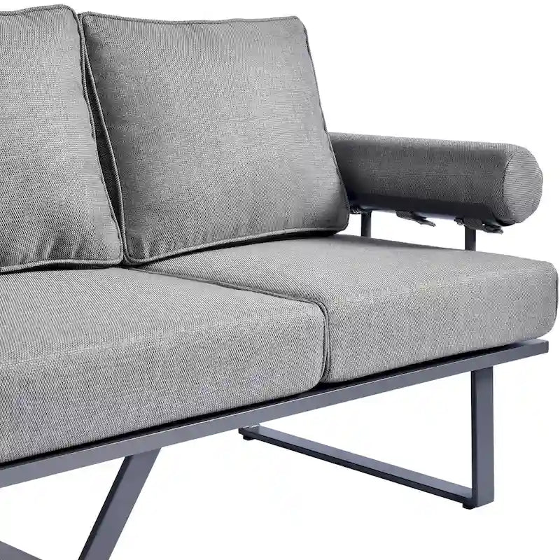 OVIOS Ensemble de jardin modulaire 6 pièces en aluminium avec poufs et coussins amovibles
