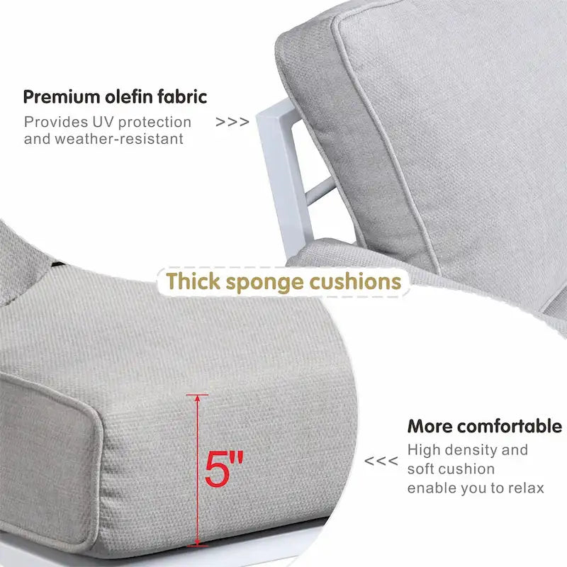 OVIOS Ensemble de jardin modulaire 6 pièces en aluminium avec poufs et coussins amovibles