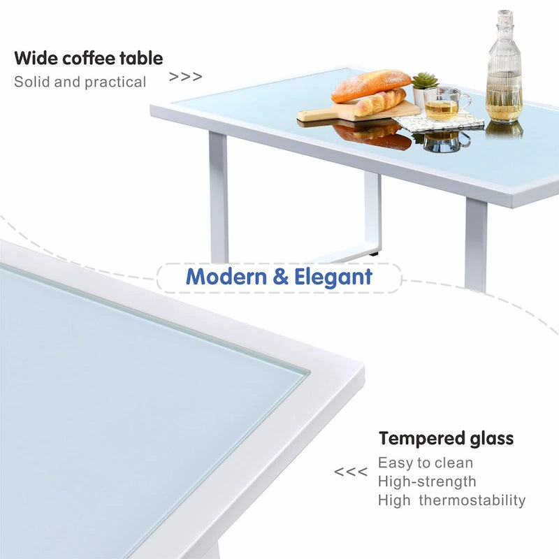 OVIOS Ensemble de jardin modulaire 6 pièces en aluminium avec poufs et coussins amovibles