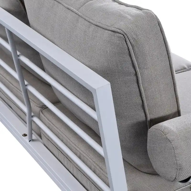 OVIOS Ensemble de jardin modulaire 6 pièces en aluminium avec poufs et coussins amovibles