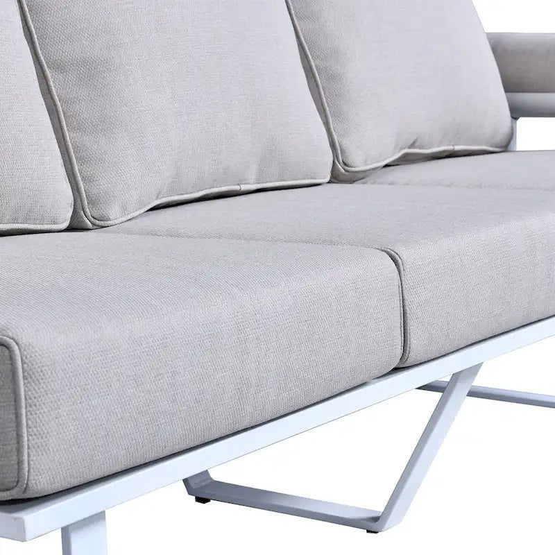 OVIOS Ensemble de jardin modulaire 6 pièces en aluminium avec poufs et coussins amovibles