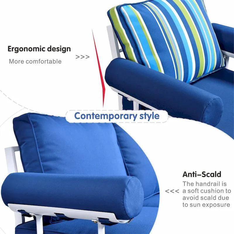 OVIOS Ensemble de jardin modulaire 6 pièces en aluminium avec poufs et coussins amovibles