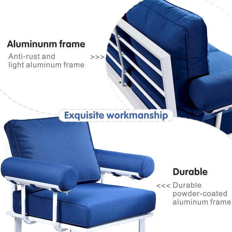 OVIOS Ensemble de jardin modulaire 6 pièces en aluminium avec poufs et coussins amovibles
