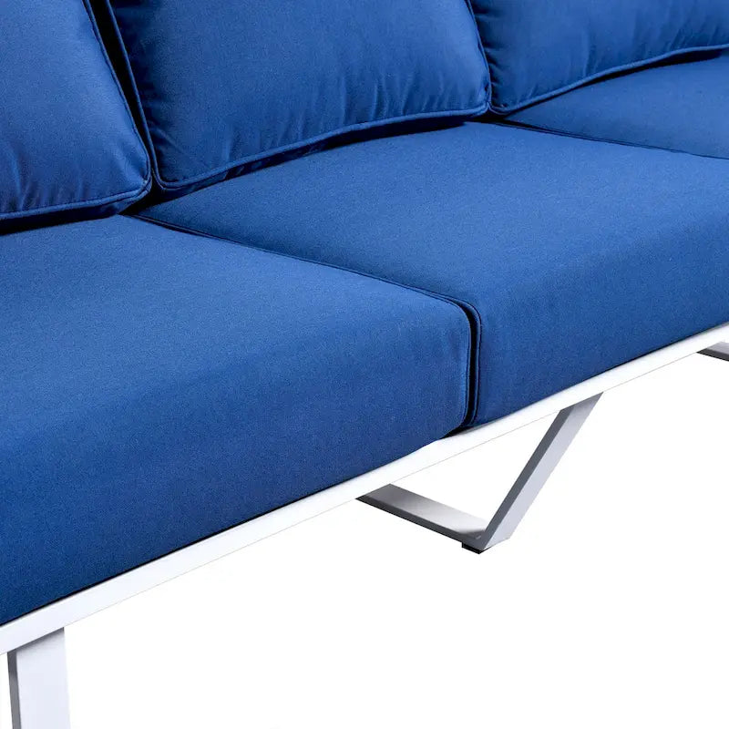 OVIOS Ensemble de jardin modulaire 6 pièces en aluminium avec poufs et coussins amovibles