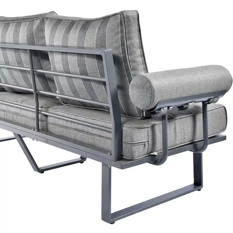 OVIOS Ensemble de jardin modulaire 6 pièces en aluminium avec poufs et coussins amovibles