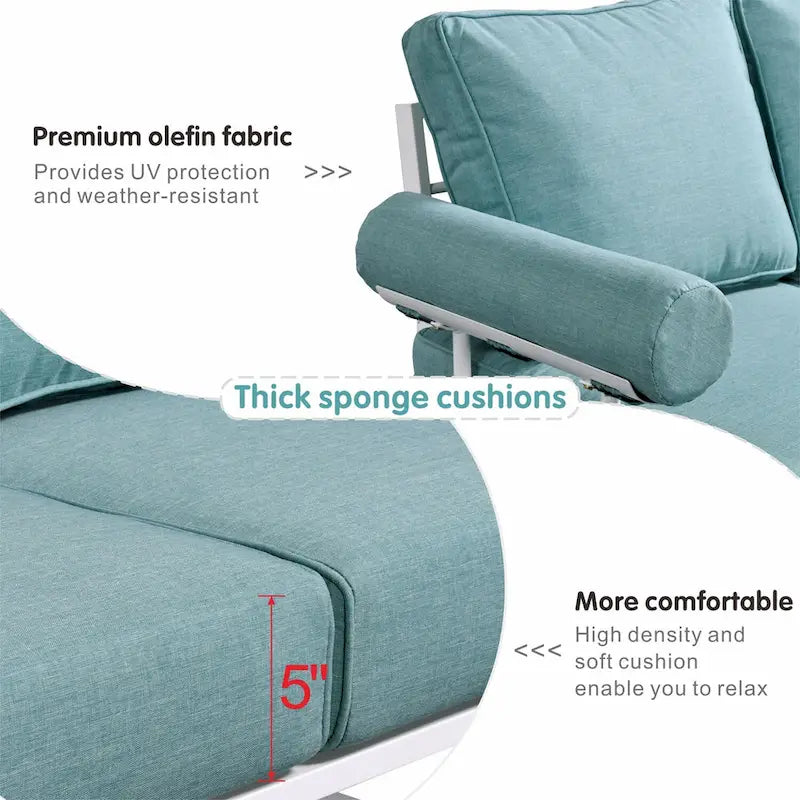 OVIOS Ensemble de jardin modulaire 6 pièces en aluminium avec poufs et coussins amovibles