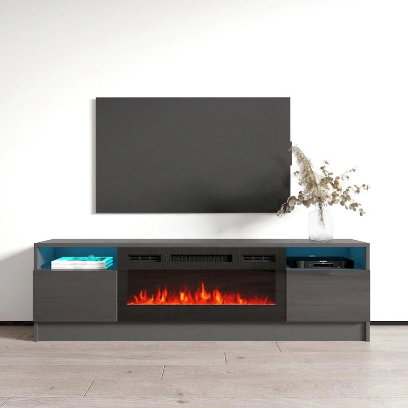Meuble TV cheminée électrique Duke 01 BL-EF 63