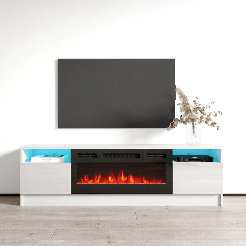 Meuble TV cheminée électrique Duke 01 BL-EF 63