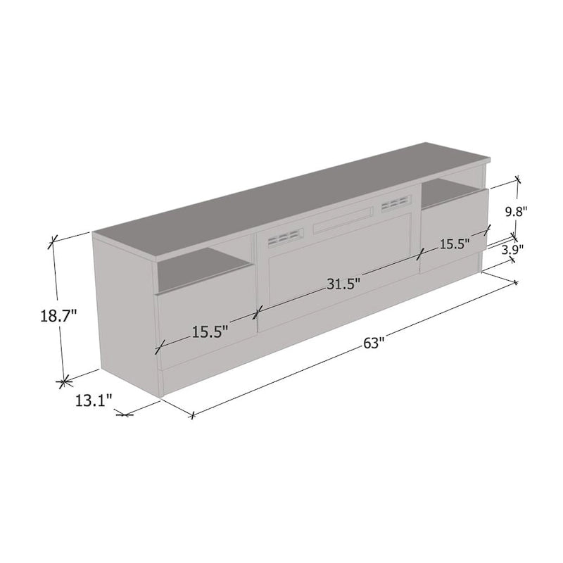 Meuble TV cheminée électrique Duke 01 BL-EF 63