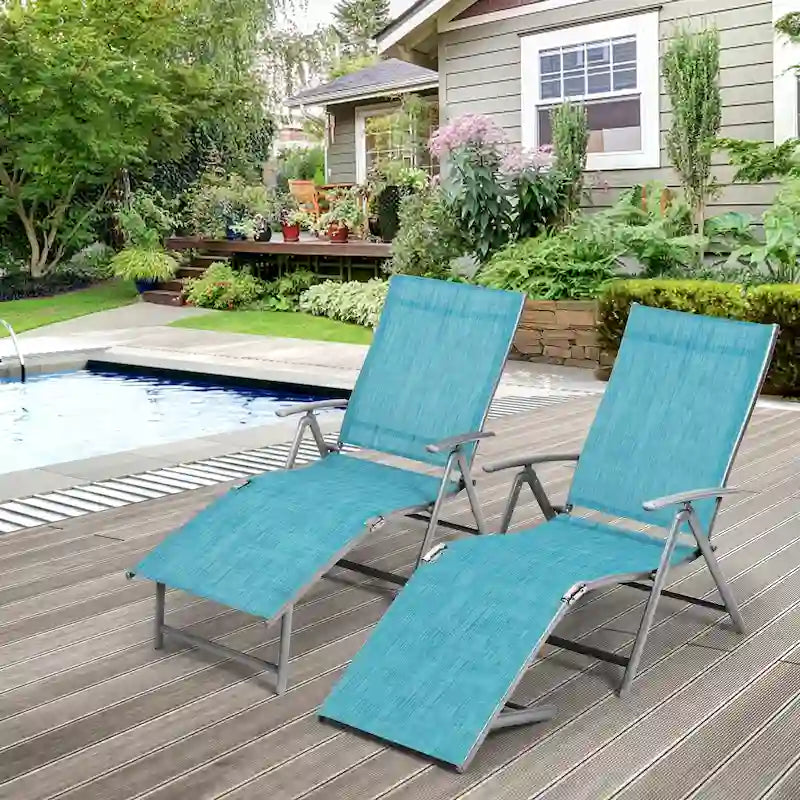 Pellebant Lot de 2 chaises longues de patio réglables en aluminium – N/A