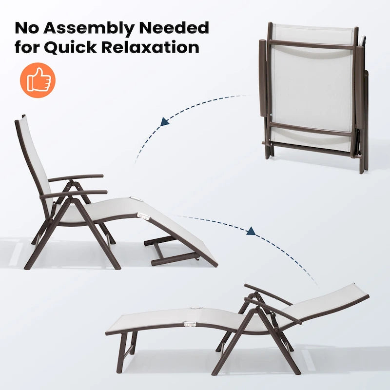 Pellebant Lot de 2 chaises longues de patio réglables en aluminium – N/A