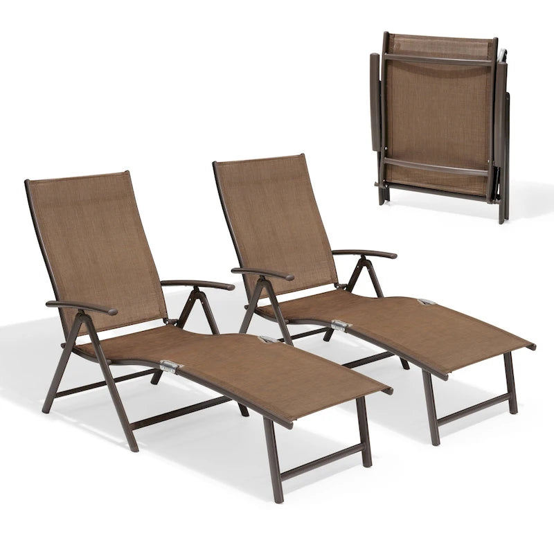 Pellebant Lot de 2 chaises longues de patio réglables en aluminium – N/A
