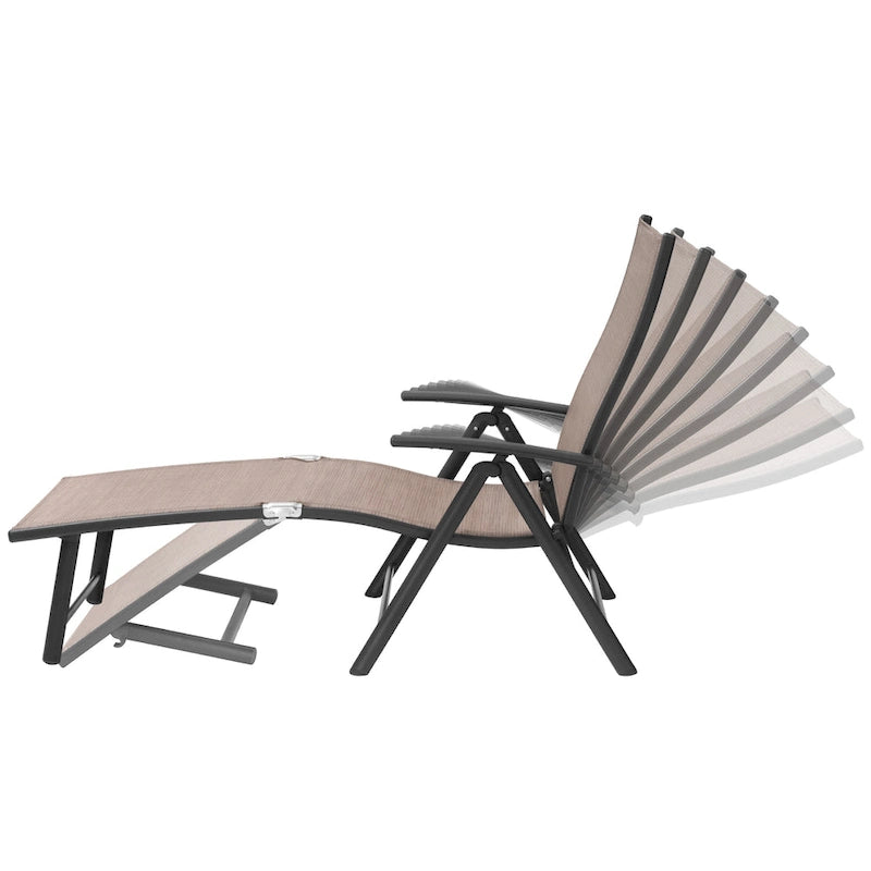 Pellebant Lot de 2 chaises longues de patio réglables en aluminium – N/A