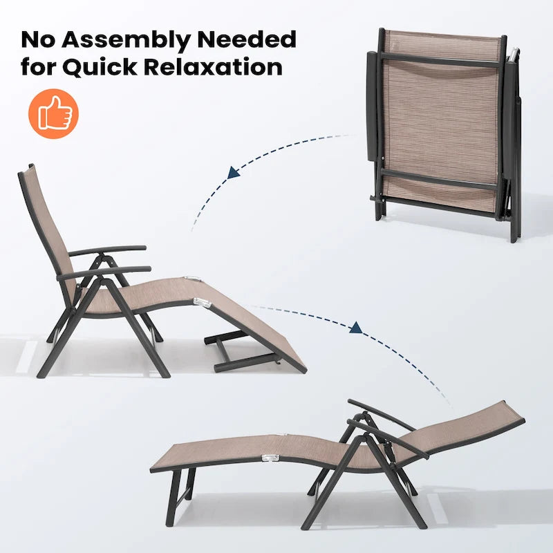 Pellebant Lot de 2 chaises longues de patio réglables en aluminium – N/A
