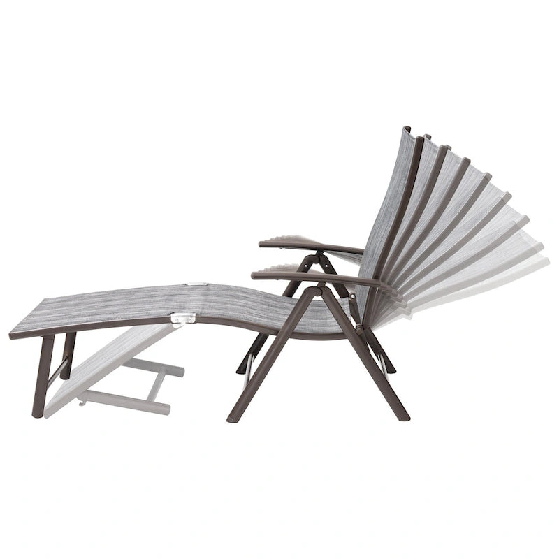 Pellebant Lot de 2 chaises longues de patio réglables en aluminium – N/A