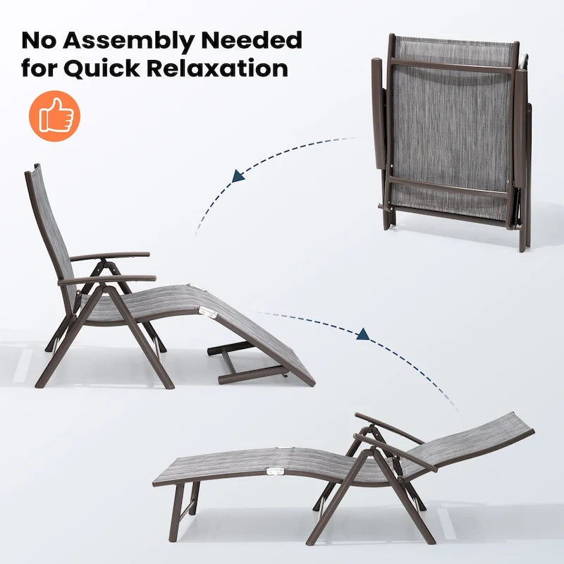 Pellebant Lot de 2 chaises longues de patio réglables en aluminium – N/A