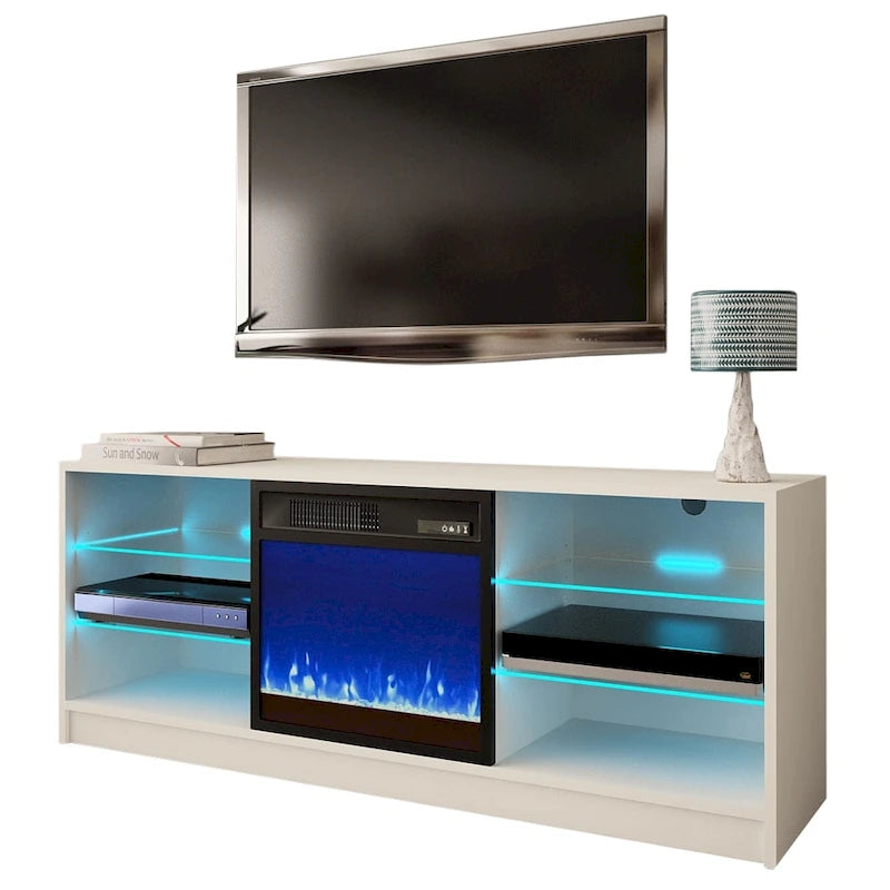 Meuble TV moderne Manhattan Electric Fireplace 58 po