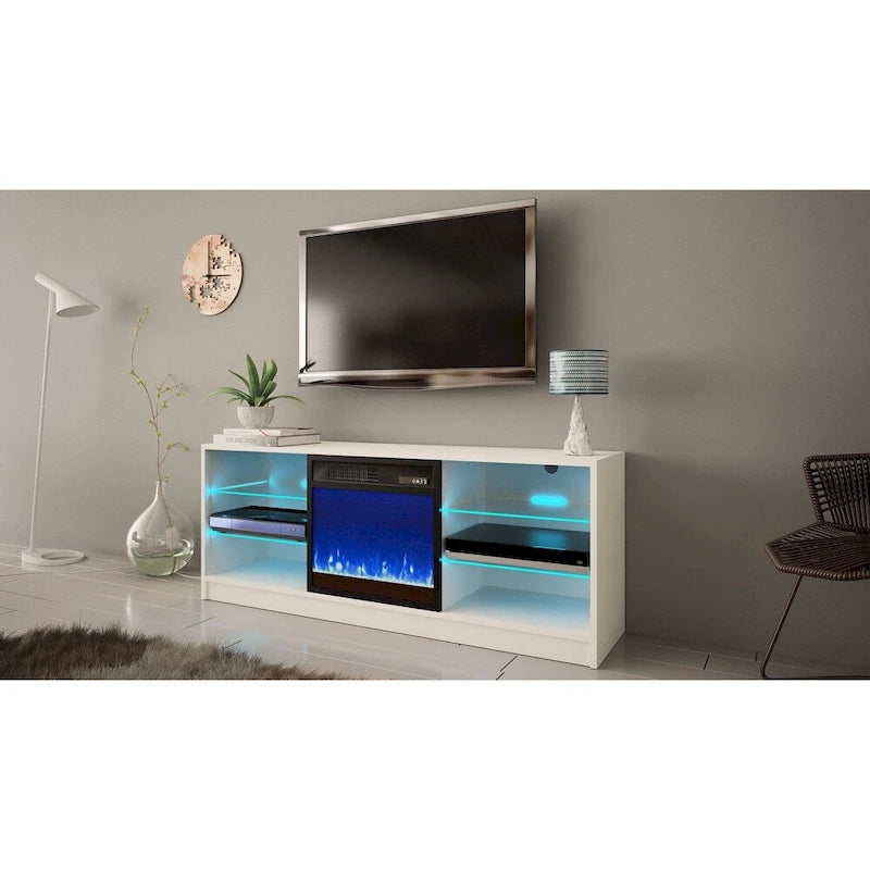 Meuble TV moderne Manhattan Electric Fireplace 58 po