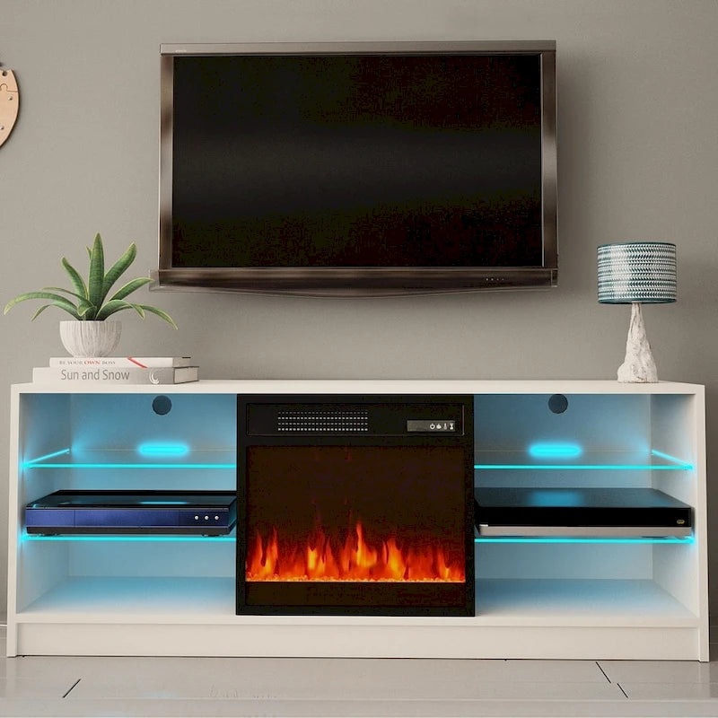Meuble TV moderne Manhattan Electric Fireplace 58 po